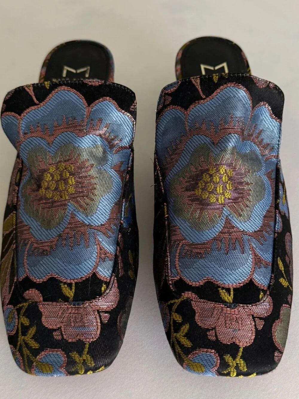 Marc Fisher Metallic Lailey Floral Slip On Square Toe Mules - Picture 4 of 7